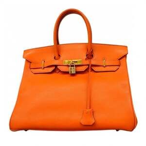 Hermes Birkin 35 Handbag, Veau Gulliver Leather, Orange, □B Stamp, Women's